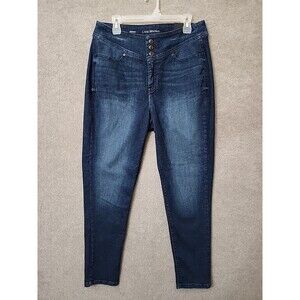 LANE BRYANT Skinny Ankle Jeans Womens 14 Blue Dark Wash Wide Waistband NEW